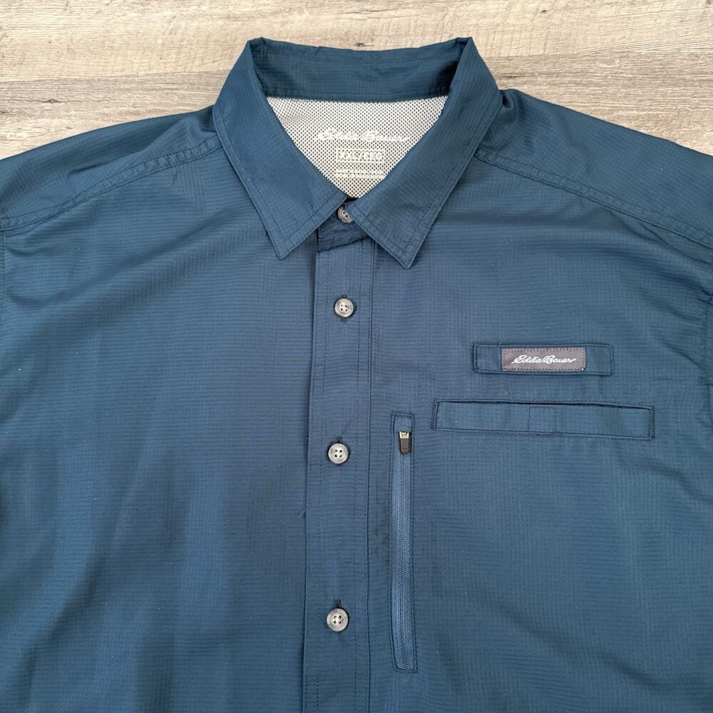 Eddie Bauer Fishing Shirt Mens Sz XXL Dark Teal Blue Vented Hiking Outdoor